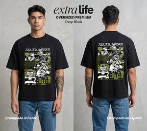 El Arte de las Maldiciones | El Volcan de la Maldicion #01868 - Playera Oversized Premium | Deep Black - Foto en modelo