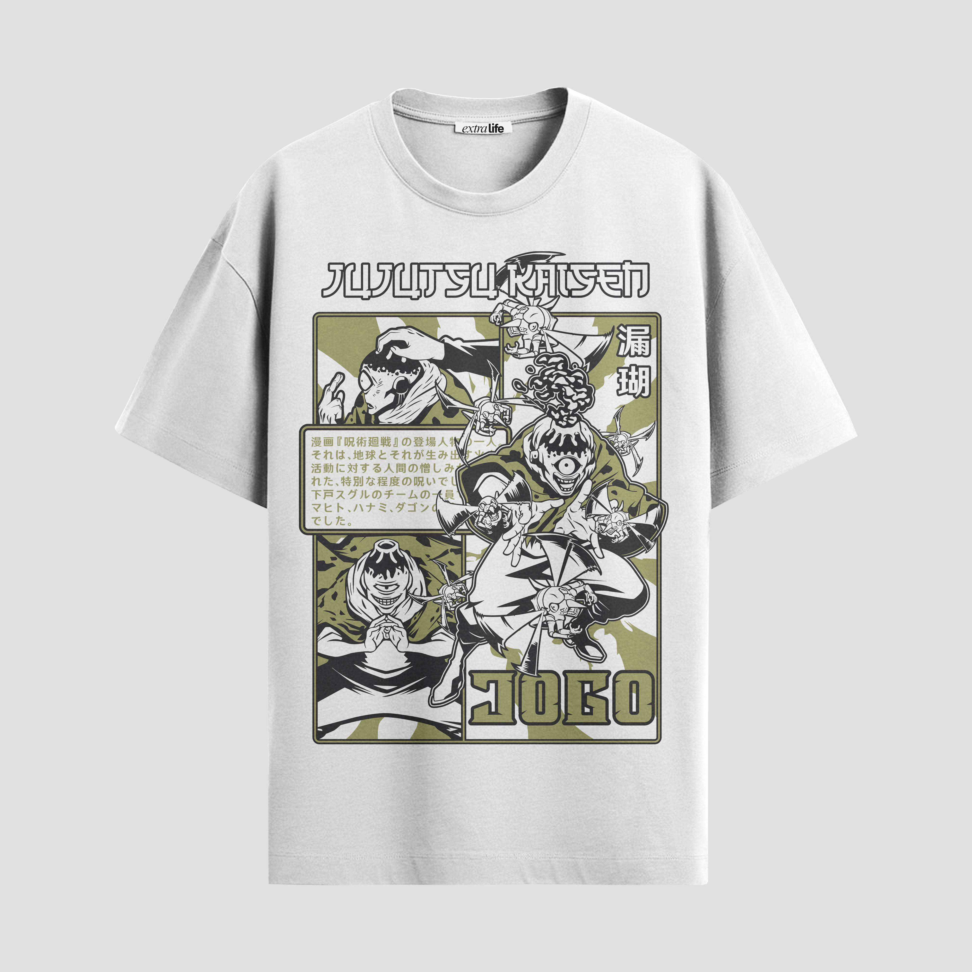 Playera urbana de anime y gaming ExtraLife MX, corte Standard Fit unisex ligero y transpirable en color Deep Black y Pure White, ropa de uso diario para gym y casual.