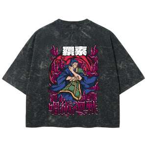 Playera streetwear premium de anime y gaming ExtraLife MX, corte boxy deluxe mineral wash heavyweight en color Acid Wash, moda urbana mexicana de culto.