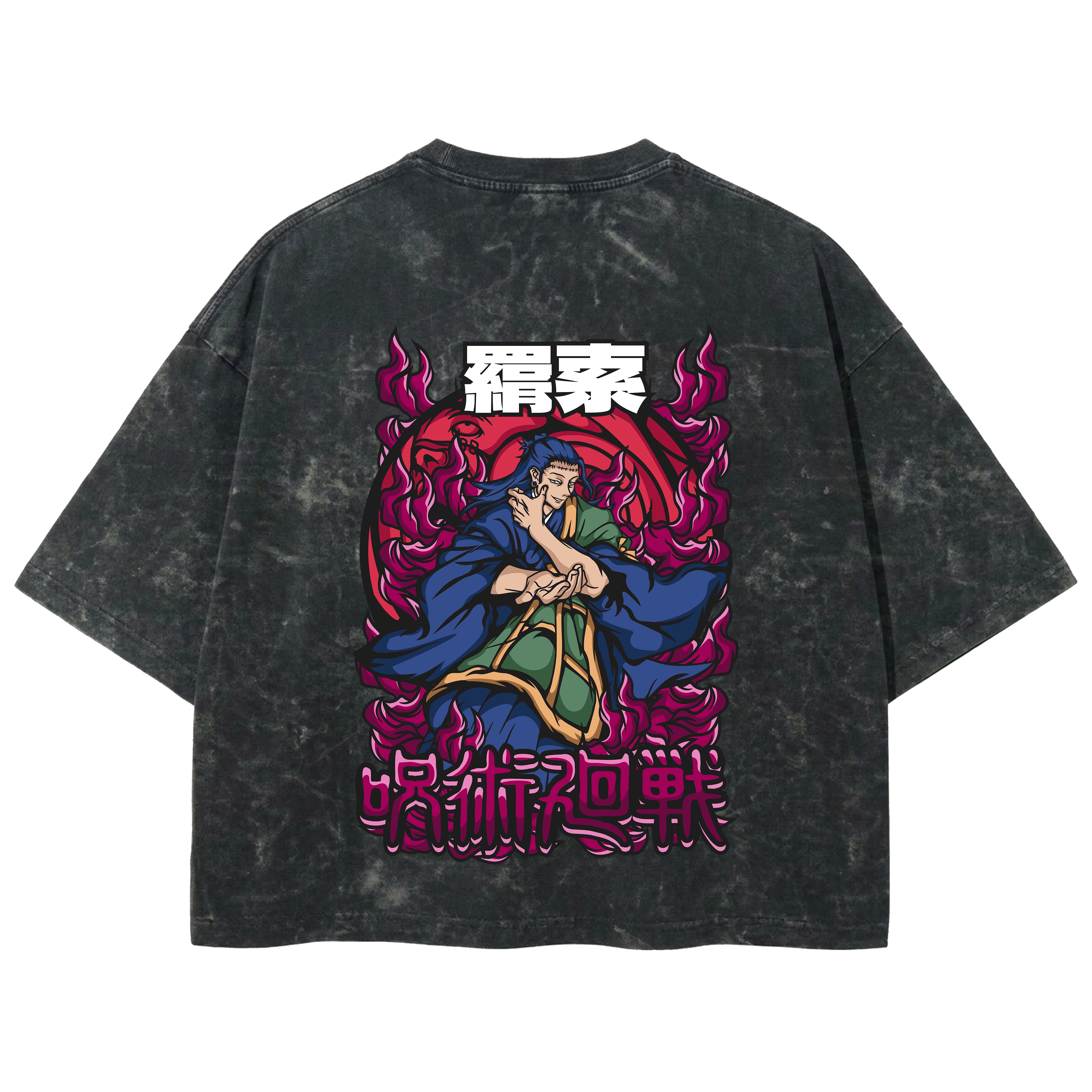 Playera streetwear premium de anime y gaming ExtraLife MX, corte boxy deluxe mineral wash heavyweight en color Acid Wash, moda urbana mexicana de culto.
