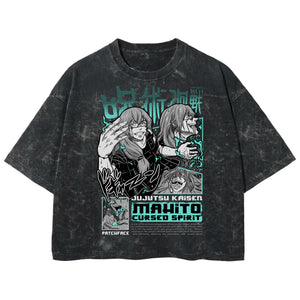 Playera streetwear premium de anime y gaming ExtraLife MX, corte boxy deluxe mineral wash heavyweight en color Acid Wash, moda urbana mexicana de culto.