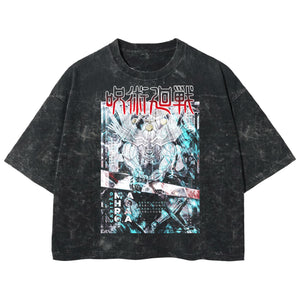 Playera streetwear premium de anime y gaming ExtraLife MX, corte boxy deluxe mineral wash heavyweight en color Acid Wash, moda urbana mexicana de culto.