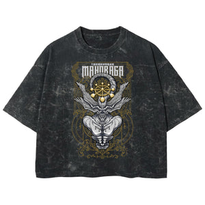 Playera streetwear premium de anime y gaming ExtraLife MX, corte boxy deluxe mineral wash heavyweight en color Acid Wash, moda urbana mexicana de culto.