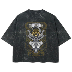 Playera streetwear premium de anime y gaming ExtraLife MX, corte boxy deluxe mineral wash heavyweight en color Acid Wash, moda urbana mexicana de culto.