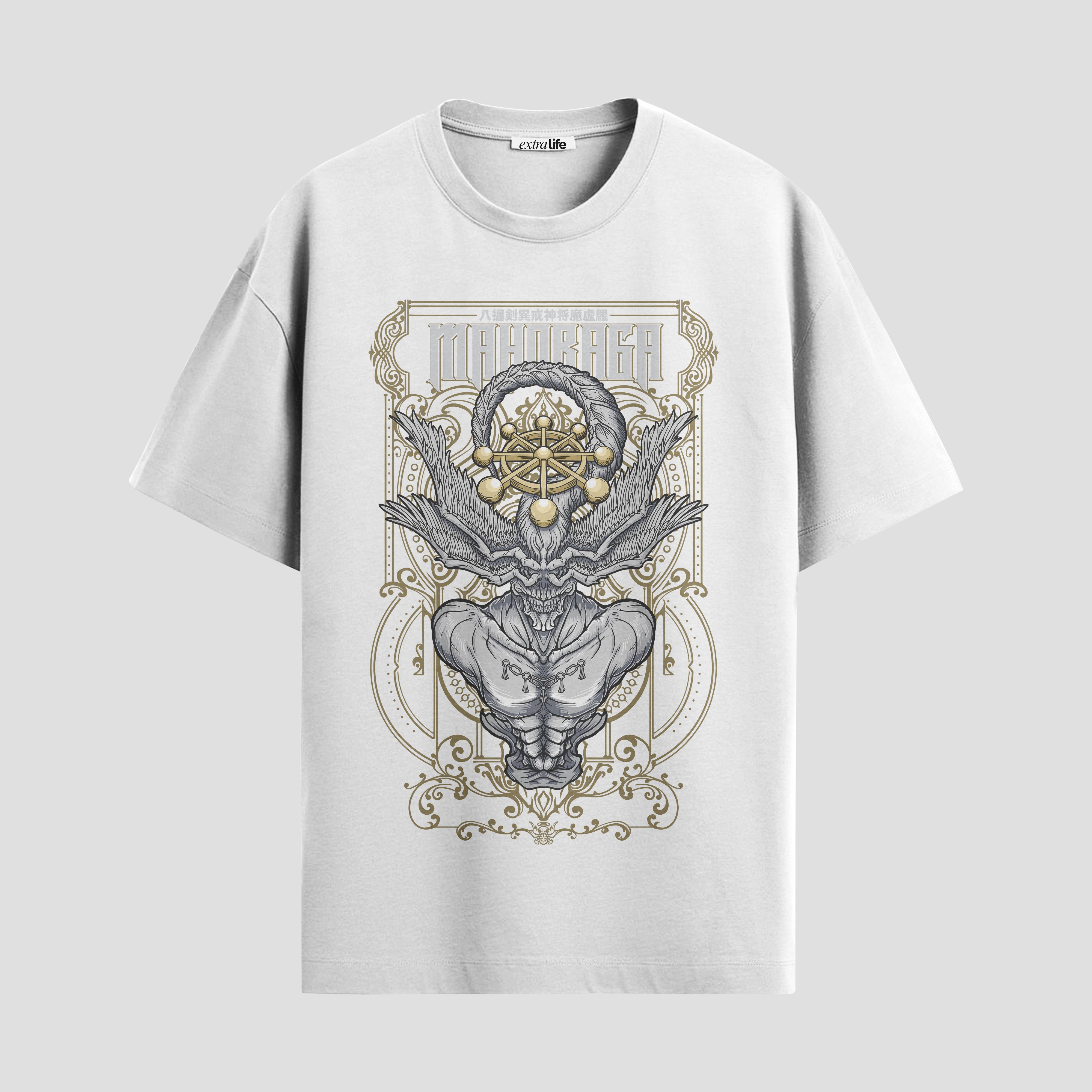 Playera urbana de anime y gaming ExtraLife MX, corte Standard Fit unisex ligero y transpirable en color Deep Black y Pure White, ropa de uso diario para gym y casual.