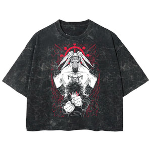 Playera streetwear premium de anime y gaming ExtraLife MX, corte boxy deluxe mineral wash heavyweight en color Acid Wash, moda urbana mexicana de culto.