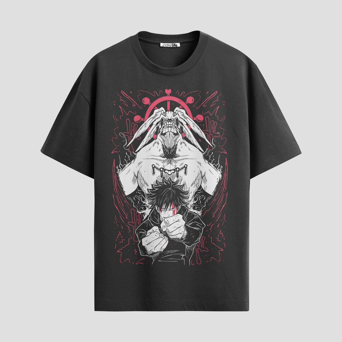 Playera urbana de anime y gaming ExtraLife MX, corte Classic Premium unisex ligero y transpirable en color Deep Black y Pure White, ropa de uso diario para gym y casual.