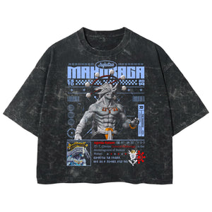 Playera streetwear premium de anime y gaming ExtraLife MX, corte boxy deluxe mineral wash heavyweight en color Acid Wash, moda urbana mexicana de culto.