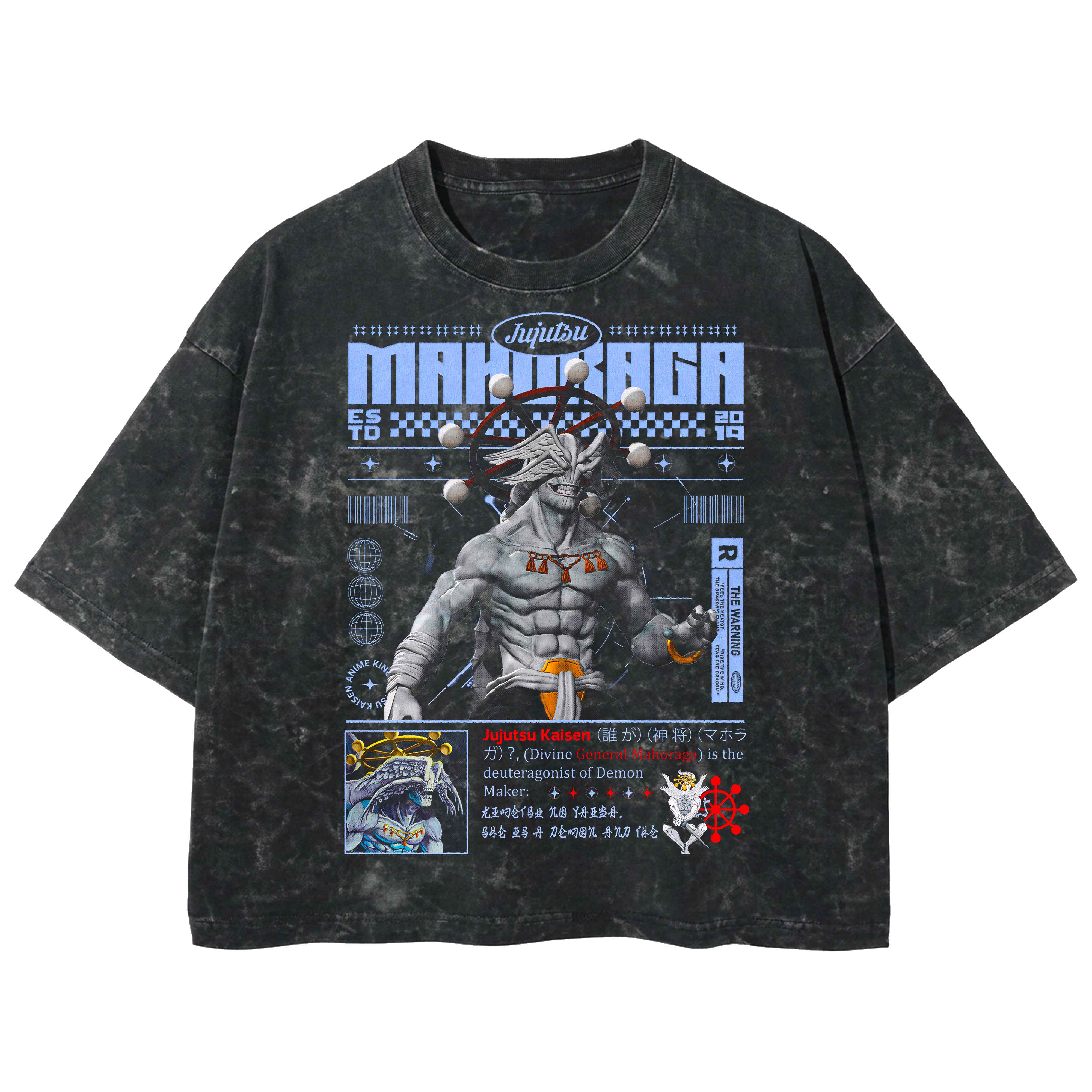 Playera streetwear premium de anime y gaming ExtraLife MX, corte boxy deluxe mineral wash heavyweight en color Acid Wash, moda urbana mexicana de culto.