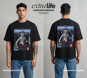 El Arte de las Maldiciones | La Adaptacion del Caos #01876 - Playera Oversized Premium | Deep Black - Foto en modelo