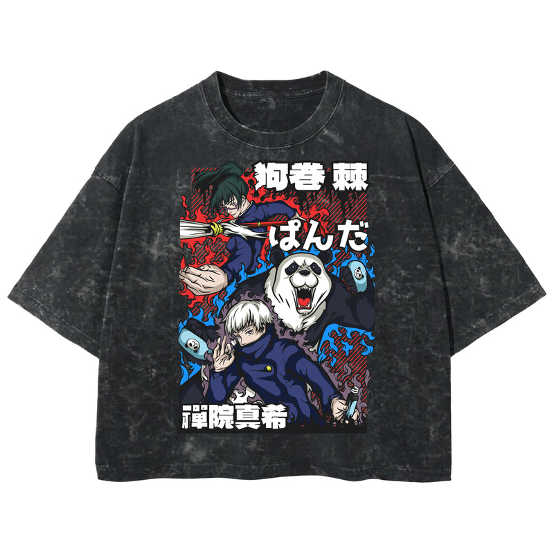 Playera streetwear premium de anime y gaming ExtraLife MX, corte boxy deluxe mineral wash heavyweight en color Acid Wash, moda urbana mexicana de culto.