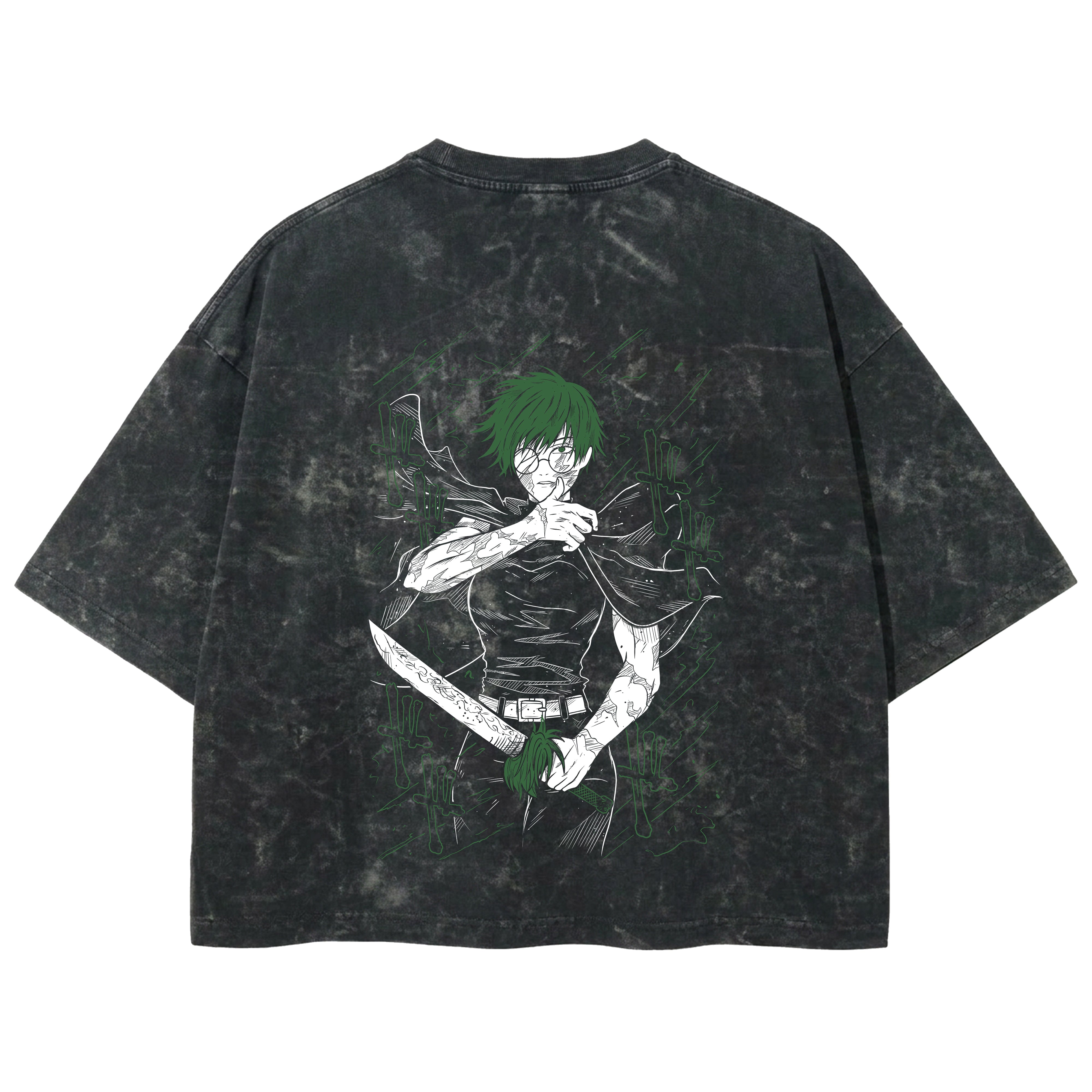 Playera streetwear premium de anime y gaming ExtraLife MX, corte boxy deluxe mineral wash heavyweight en color Acid Wash, moda urbana mexicana de culto.