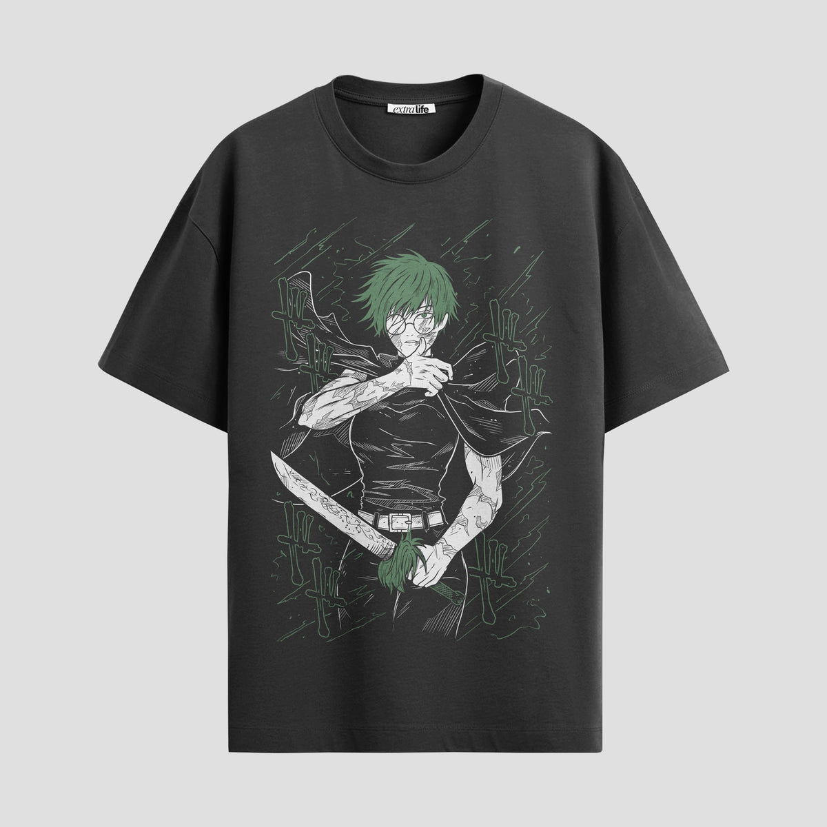 Playera urbana de anime y gaming ExtraLife MX, corte Classic Premium unisex ligero y transpirable en color Deep Black y Pure White, ropa de uso diario para gym y casual.