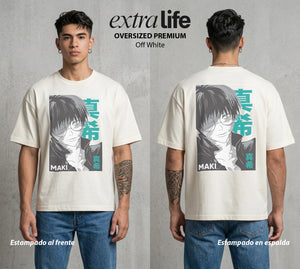 El Arte de las Maldiciones | Fuerza sin Magia #01880 - Playera Oversized Premium | Off White - Foto en modelo