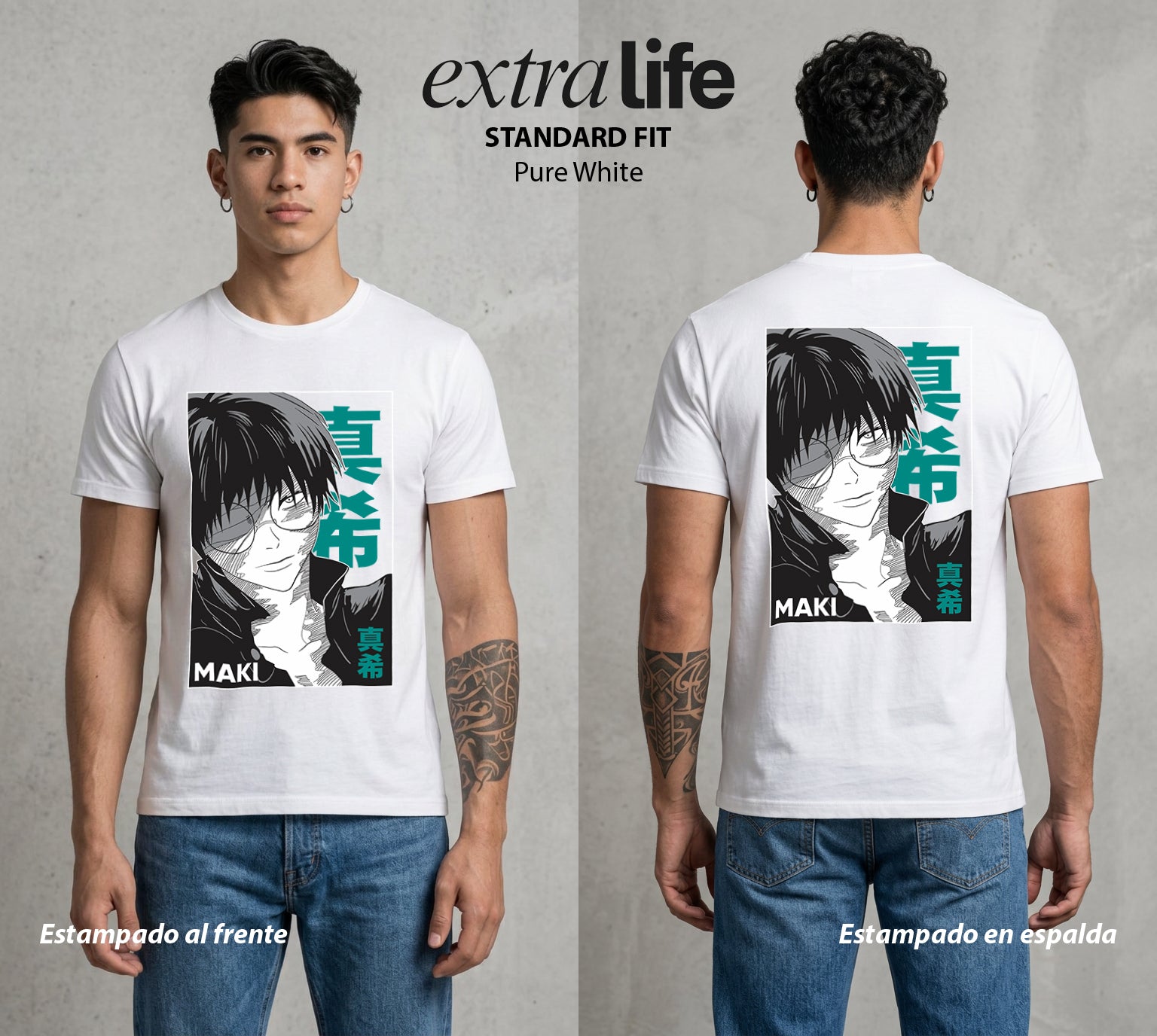 El Arte de las Maldiciones | Fuerza sin Magia #01880 - Playera Standard Fit | Pure White - Foto en modelo
