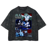 Playera streetwear premium de anime y gaming ExtraLife MX, corte boxy deluxe mineral wash heavyweight en color Acid Wash, moda urbana mexicana de culto.