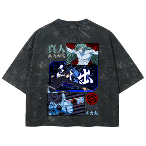Playera streetwear premium de anime y gaming ExtraLife MX, corte boxy deluxe mineral wash heavyweight en color Acid Wash, moda urbana mexicana de culto.