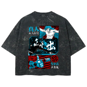 Playera streetwear premium de anime y gaming ExtraLife MX, corte boxy deluxe mineral wash heavyweight en color Acid Wash, moda urbana mexicana de culto.