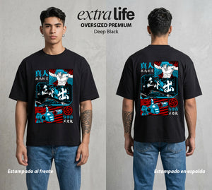 El Arte de las Maldiciones | La Maldicion del Alma #01882 - Playera Oversized Premium | Deep Black - Foto en modelo