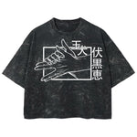 Playera streetwear premium de anime y gaming ExtraLife MX, corte boxy deluxe mineral wash heavyweight en color Acid Wash, moda urbana mexicana de culto.