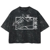 Playera streetwear premium de anime y gaming ExtraLife MX, corte boxy deluxe mineral wash heavyweight en color Acid Wash, moda urbana mexicana de culto.