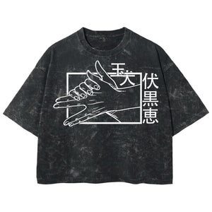 Playera streetwear premium de anime y gaming ExtraLife MX, corte boxy deluxe mineral wash heavyweight en color Acid Wash, moda urbana mexicana de culto.