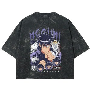 Playera streetwear premium de anime y gaming ExtraLife MX, corte boxy deluxe mineral wash heavyweight en color Acid Wash, moda urbana mexicana de culto.