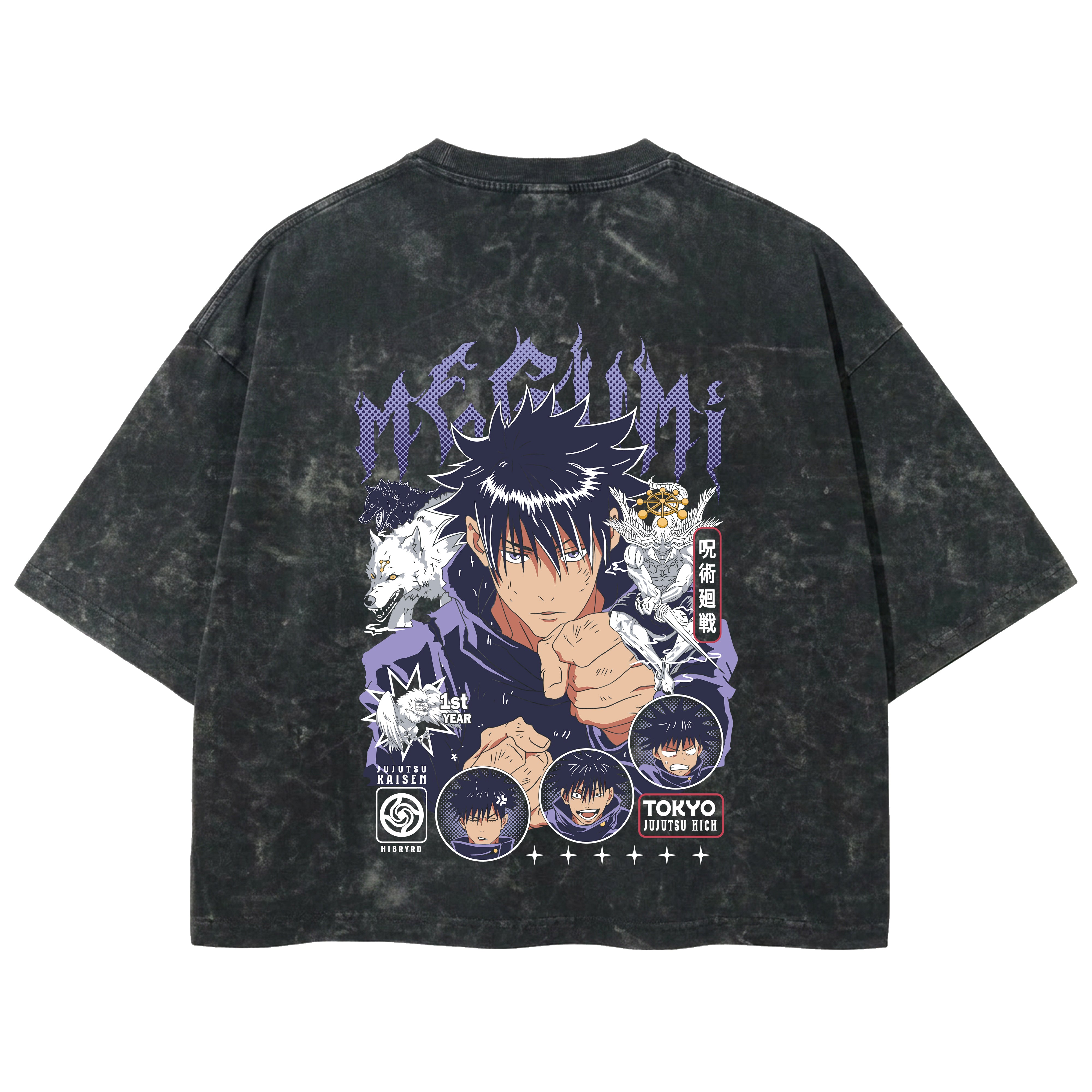 Playera streetwear premium de anime y gaming ExtraLife MX, corte boxy deluxe mineral wash heavyweight en color Acid Wash, moda urbana mexicana de culto.