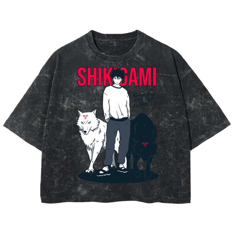 Playera streetwear premium de anime y gaming ExtraLife MX, corte boxy deluxe mineral wash heavyweight en color Acid Wash, moda urbana mexicana de culto.