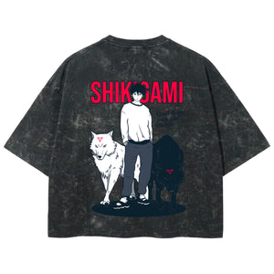 Playera streetwear premium de anime y gaming ExtraLife MX, corte boxy deluxe mineral wash heavyweight en color Acid Wash, moda urbana mexicana de culto.