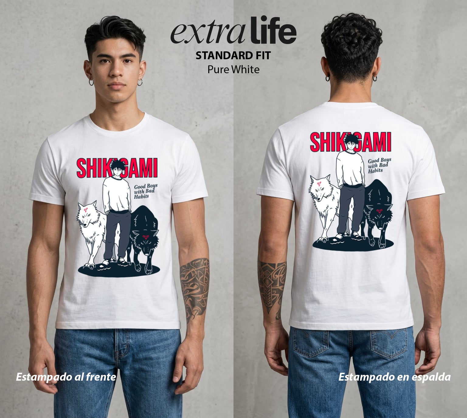 El Arte de las Maldiciones | El Invocador de Sombras #01888 - Playera Standard Fit | Pure White - Foto en modelo