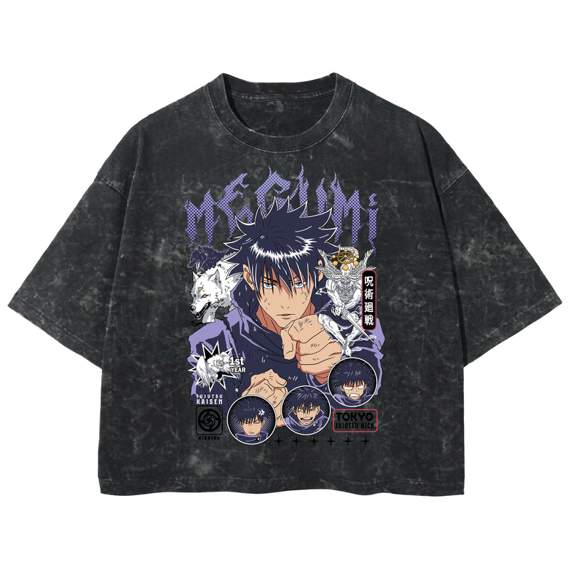 Playera streetwear premium de anime y gaming ExtraLife MX, corte boxy deluxe mineral wash heavyweight en color Acid Wash, moda urbana mexicana de culto.