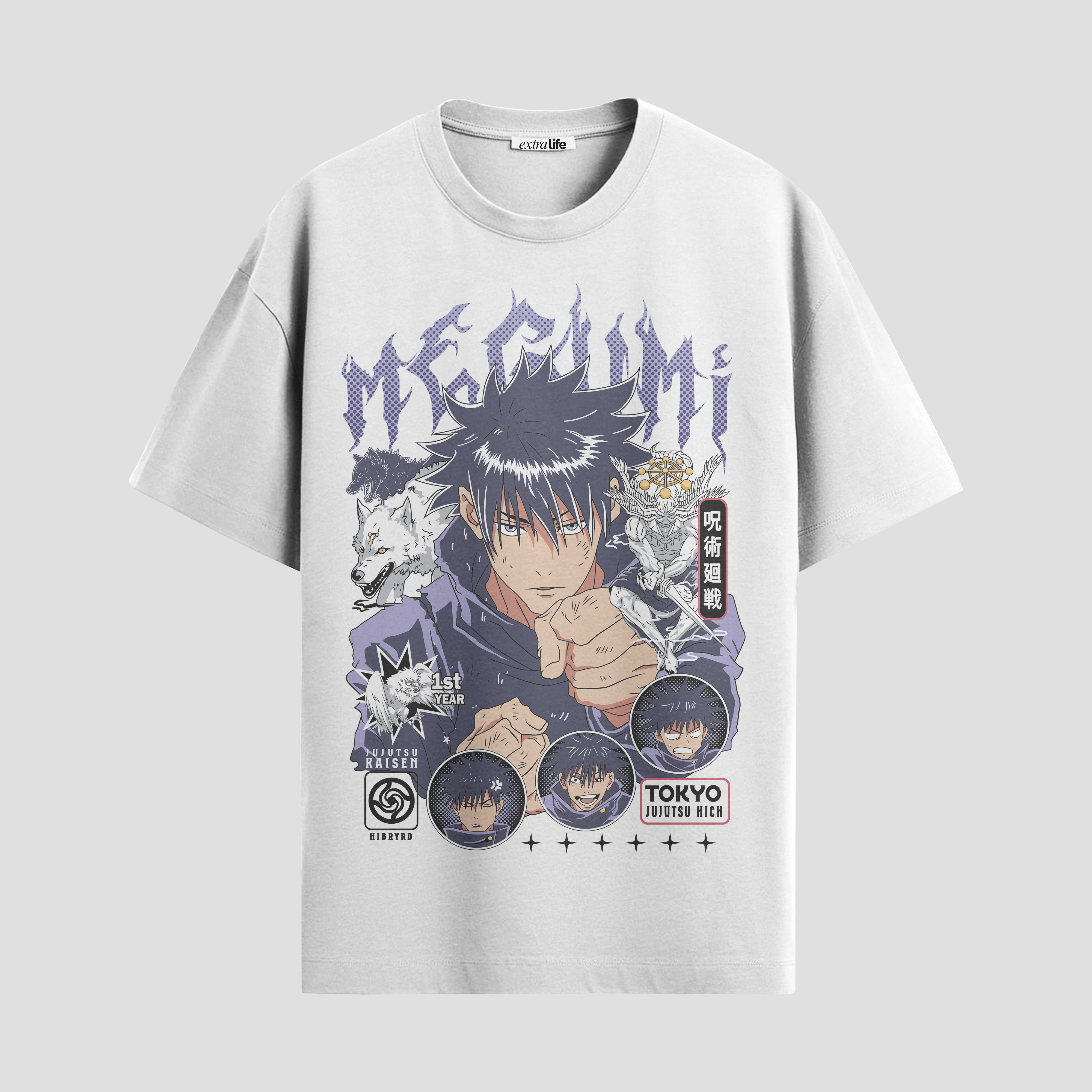 Playera urbana de anime y gaming ExtraLife MX, corte Standard Fit unisex ligero y transpirable en color Deep Black y Pure White, ropa de uso diario para gym y casual.
