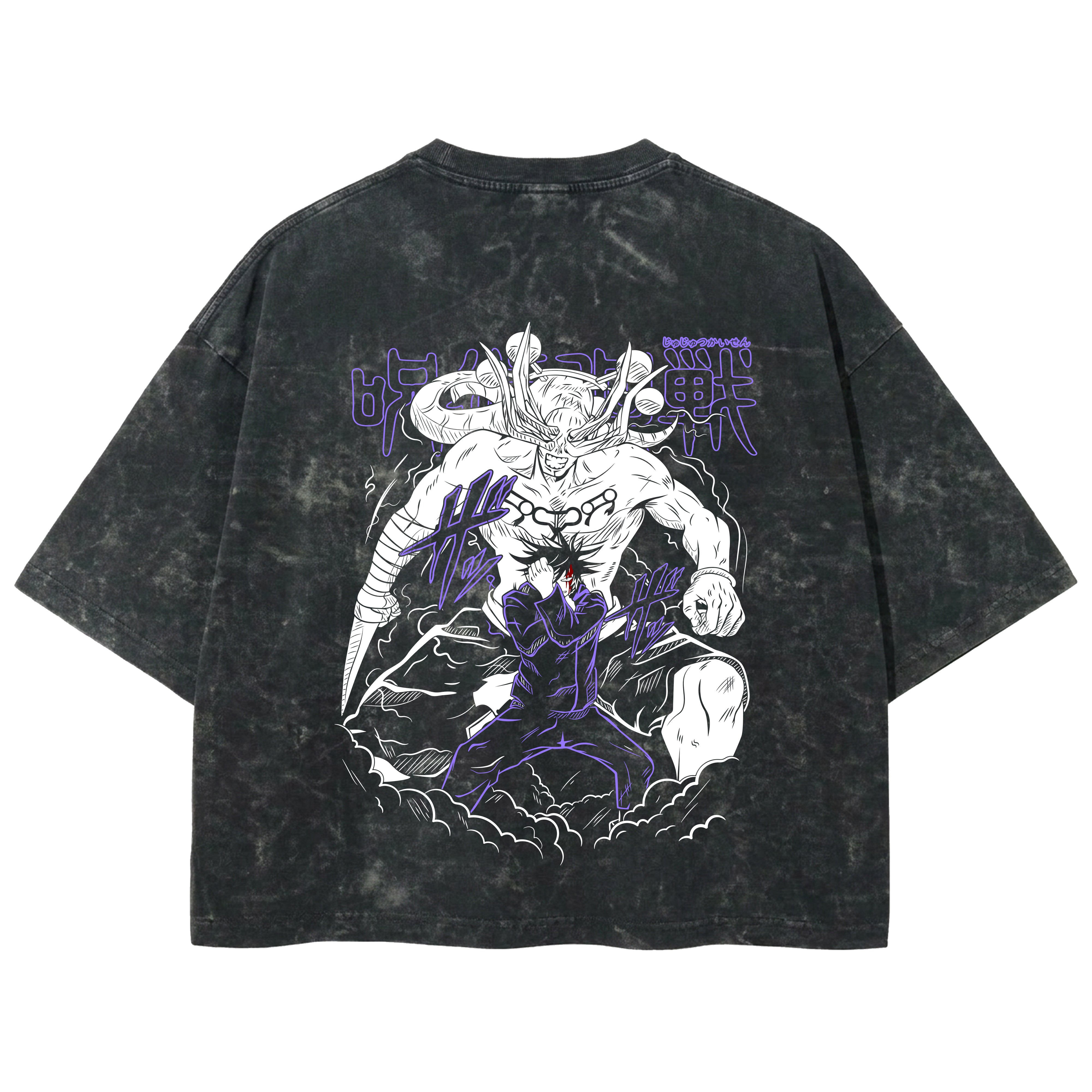Playera streetwear premium de anime y gaming ExtraLife MX, corte boxy deluxe mineral wash heavyweight en color Acid Wash, moda urbana mexicana de culto.