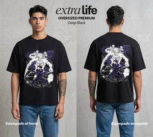 El Arte de las Maldiciones | La Rueda del Fin #01890 - Playera Oversized Premium | Deep Black - Foto en modelo