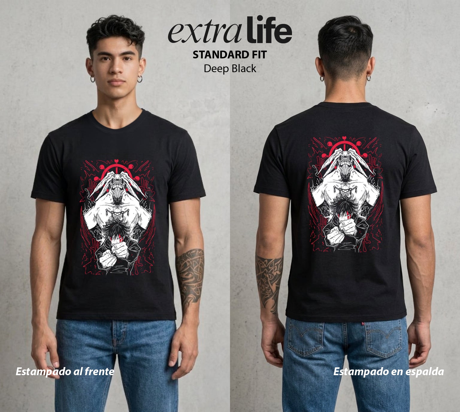 El Arte de las Maldiciones | El Ser Invencible #01891 - Playera Standard Fit | Deep Black - Foto en modelo