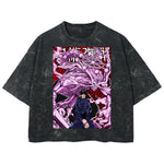 Playera streetwear premium de anime y gaming ExtraLife MX, corte boxy deluxe mineral wash heavyweight en color Acid Wash, moda urbana mexicana de culto.
