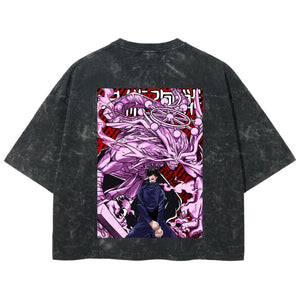 Playera streetwear premium de anime y gaming ExtraLife MX, corte boxy deluxe mineral wash heavyweight en color Acid Wash, moda urbana mexicana de culto.