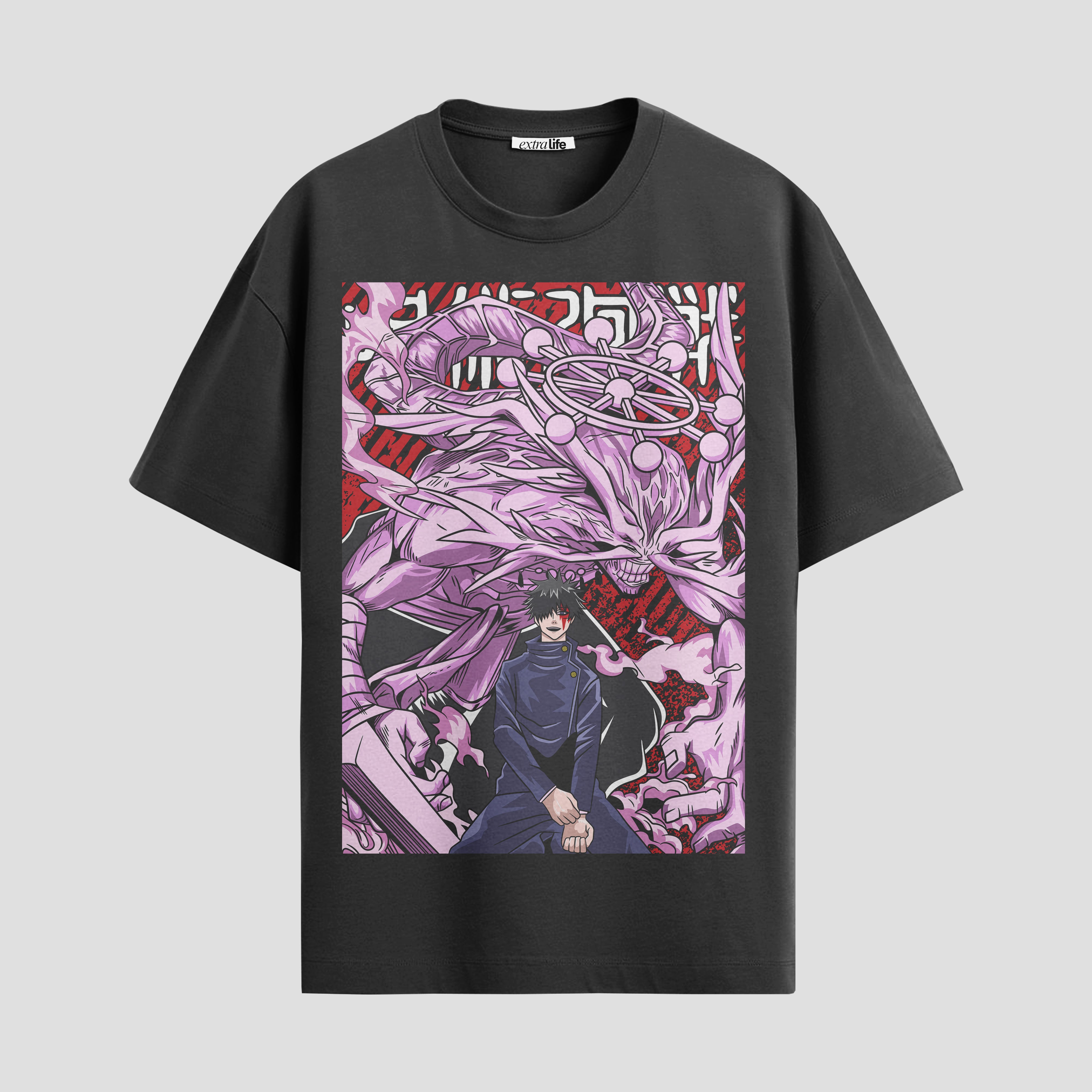Playera urbana de anime y gaming ExtraLife MX, corte Standard Fit unisex ligero y transpirable en color Deep Black y Pure White, ropa de uso diario para gym y casual.