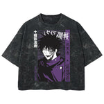 Playera streetwear premium de anime y gaming ExtraLife MX, corte boxy deluxe mineral wash heavyweight en color Acid Wash, moda urbana mexicana de culto.