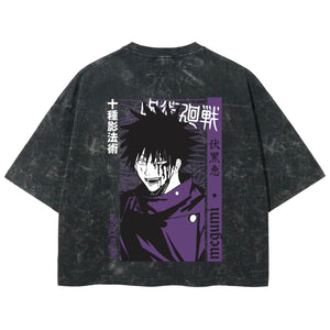 Playera streetwear premium de anime y gaming ExtraLife MX, corte boxy deluxe mineral wash heavyweight en color Acid Wash, moda urbana mexicana de culto.