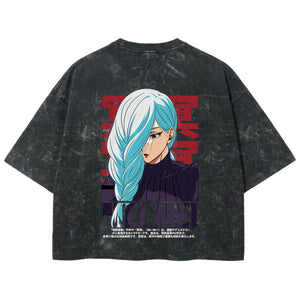 Playera streetwear premium de anime y gaming ExtraLife MX, corte boxy deluxe mineral wash heavyweight en color Acid Wash, moda urbana mexicana de culto.