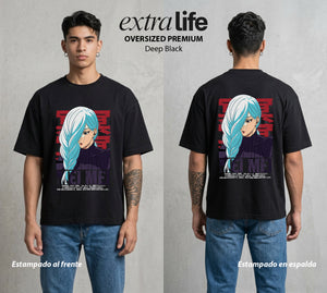 El Arte de las Maldiciones | La Mercenaria del Arte #01894 - Playera Oversized Premium | Deep Black - Foto en modelo
