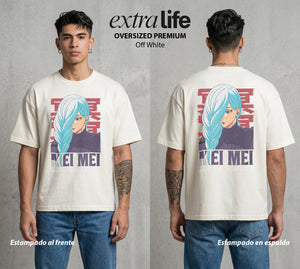 El Arte de las Maldiciones | La Mercenaria del Arte #01894 - Playera Oversized Premium | Off White - Foto en modelo