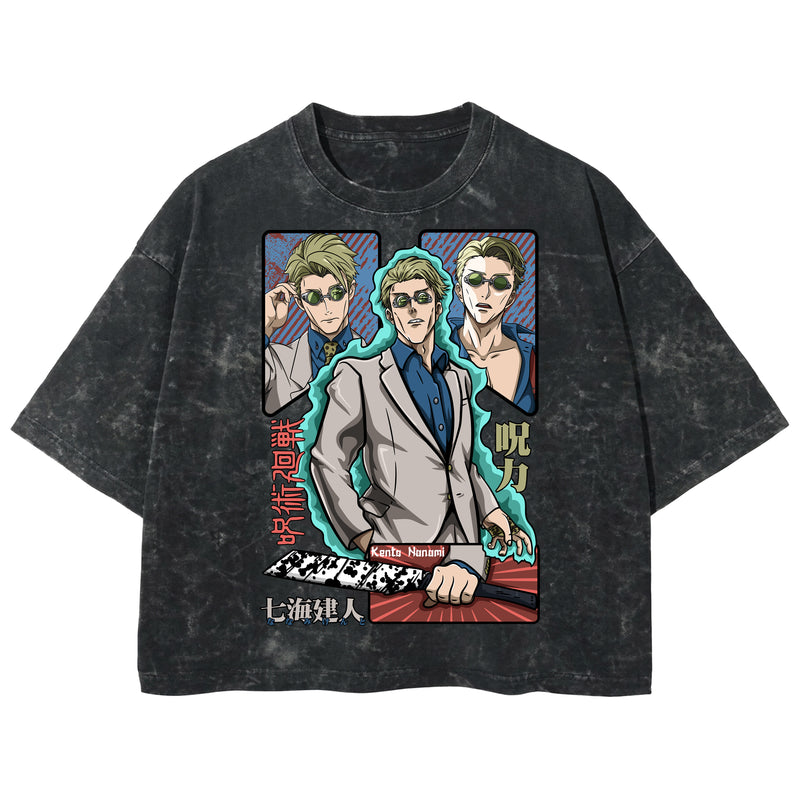 Playera streetwear premium de anime y gaming ExtraLife MX, corte boxy deluxe mineral wash heavyweight en color Acid Wash, moda urbana mexicana de culto.