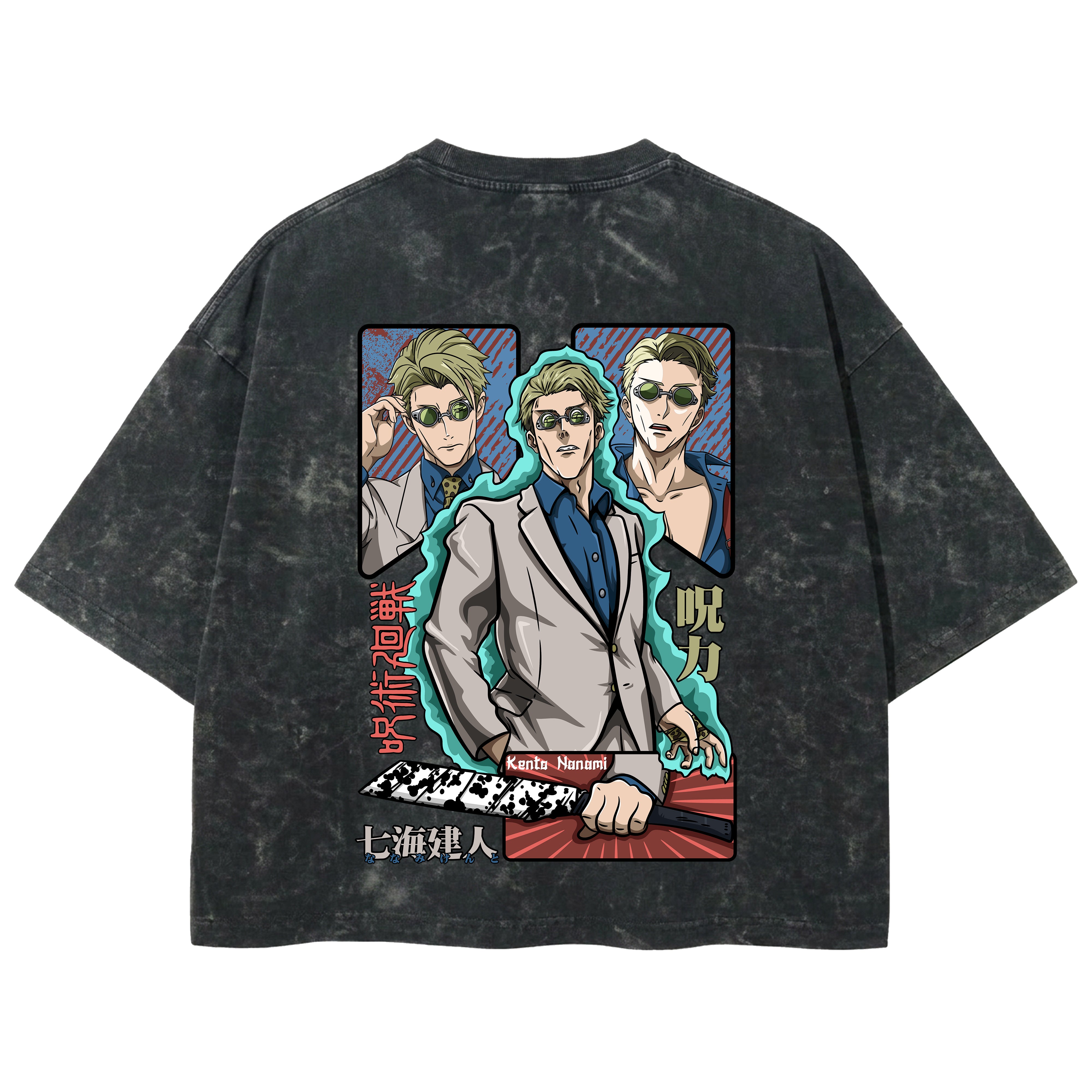 Playera streetwear premium de anime y gaming ExtraLife MX, corte boxy deluxe mineral wash heavyweight en color Acid Wash, moda urbana mexicana de culto.