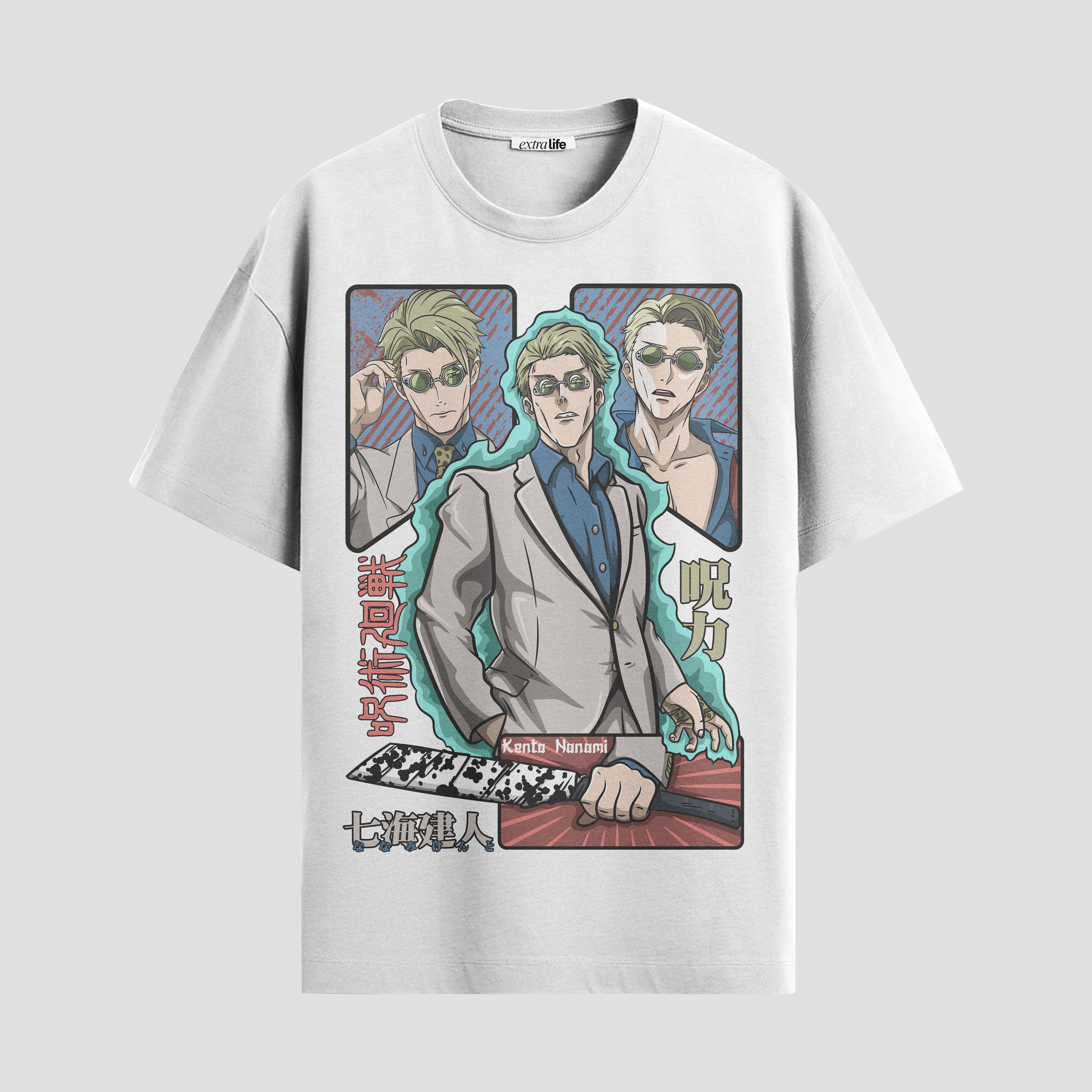 Playera urbana de anime y gaming ExtraLife MX, corte Standard Fit unisex ligero y transpirable en color Deep Black y Pure White, ropa de uso diario para gym y casual.