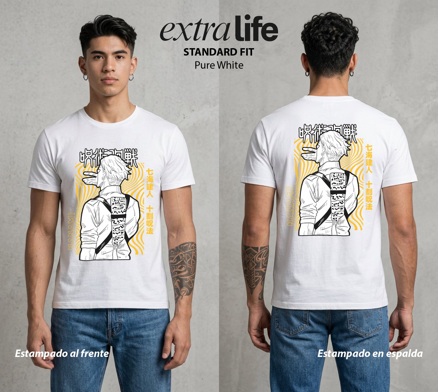El Arte de las Maldiciones | Nueve a Cinco y Mas #01897 - Playera Standard Fit | Pure White - Foto en modelo