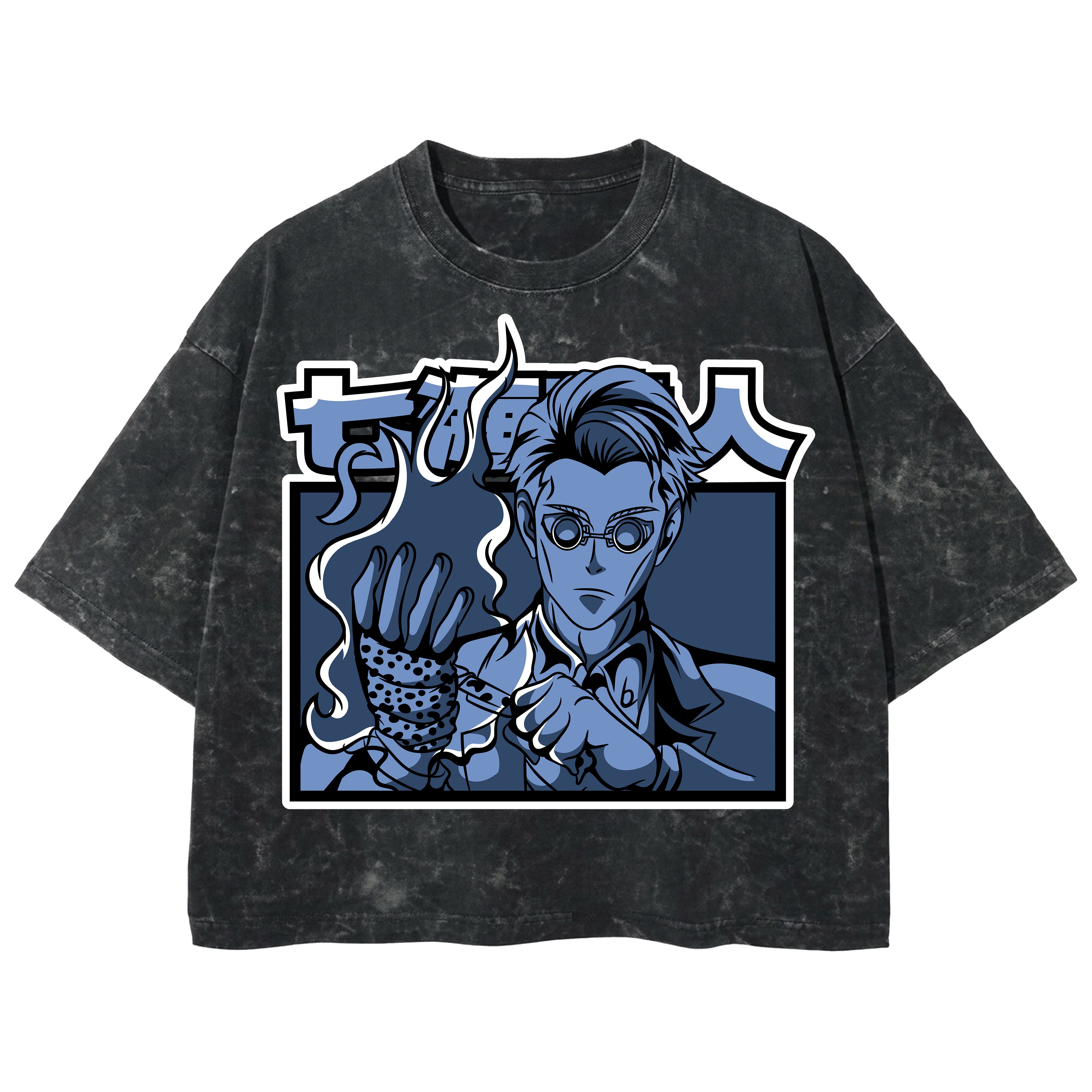 Playera streetwear premium de anime y gaming ExtraLife MX, corte boxy deluxe mineral wash heavyweight en color Acid Wash, moda urbana mexicana de culto.