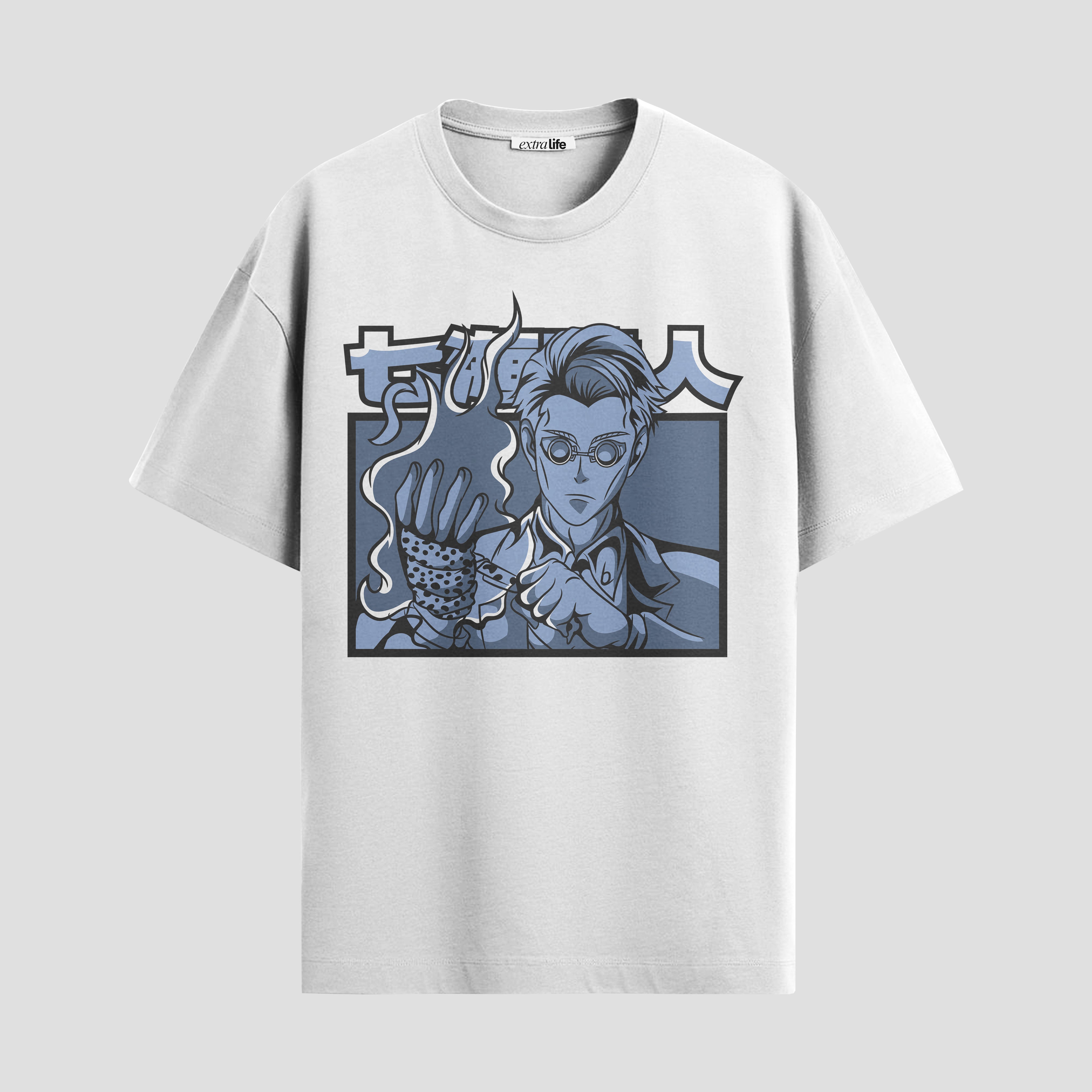 Playera urbana de anime y gaming ExtraLife MX, corte Standard Fit unisex ligero y transpirable en color Deep Black y Pure White, ropa de uso diario para gym y casual.